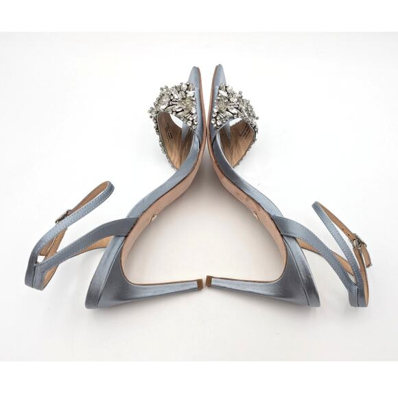 Badgley Mischka Rider Embellished Ankle Strap Sandal Whisper Blue Sz US7.5 EU38 - Picture 6 of 12